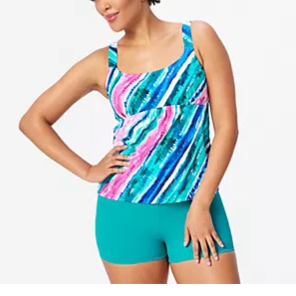 Colorful Striped Tankini Set by Kim Gravel